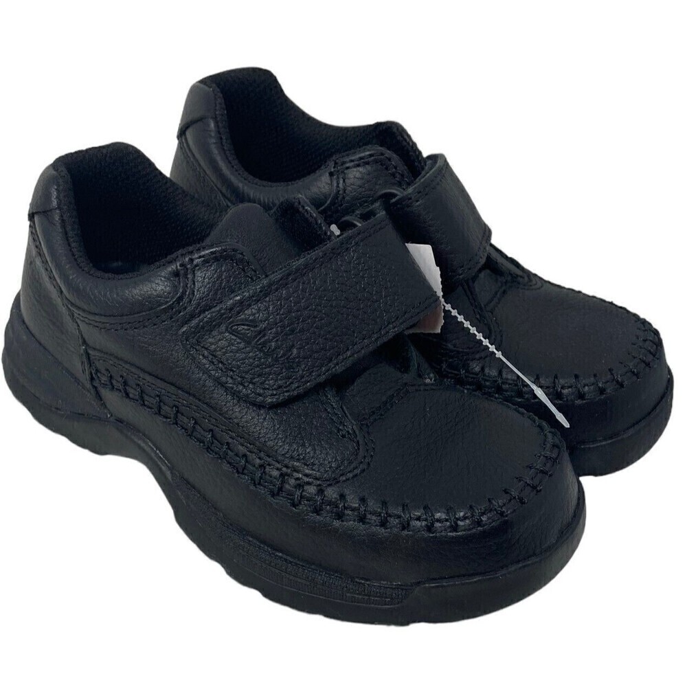 Clarks Boys Black Caribou Sneakers Size US 10.5 WXW UK 10 H Leather NEW